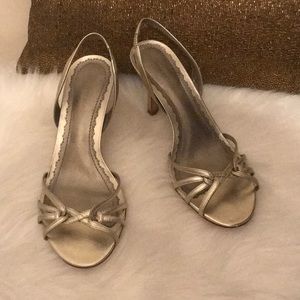 Light Gold Ann Taylor leather heeled sandals